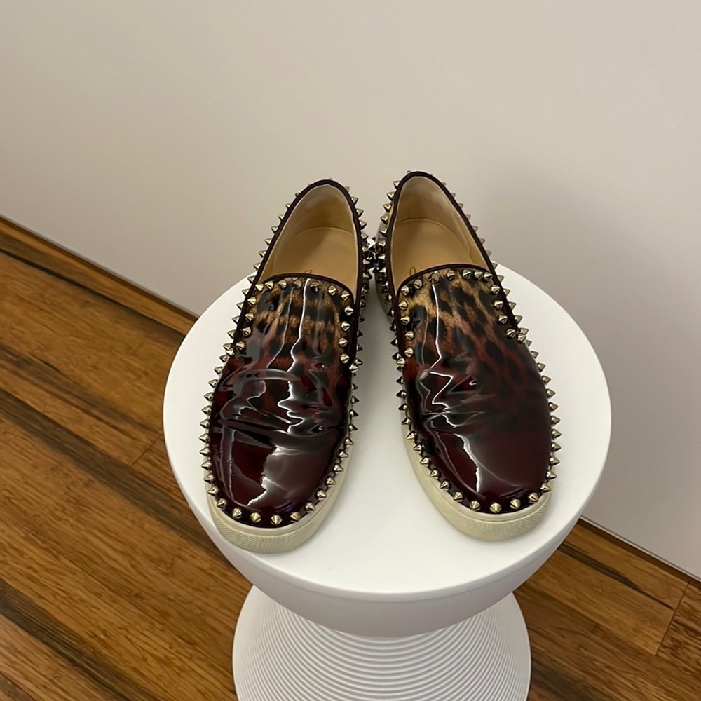 Christian Louboutin patent leather leopard flats
